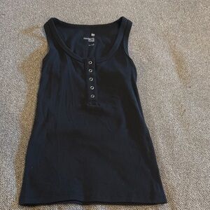 SO Black Tank Top with Button Accents